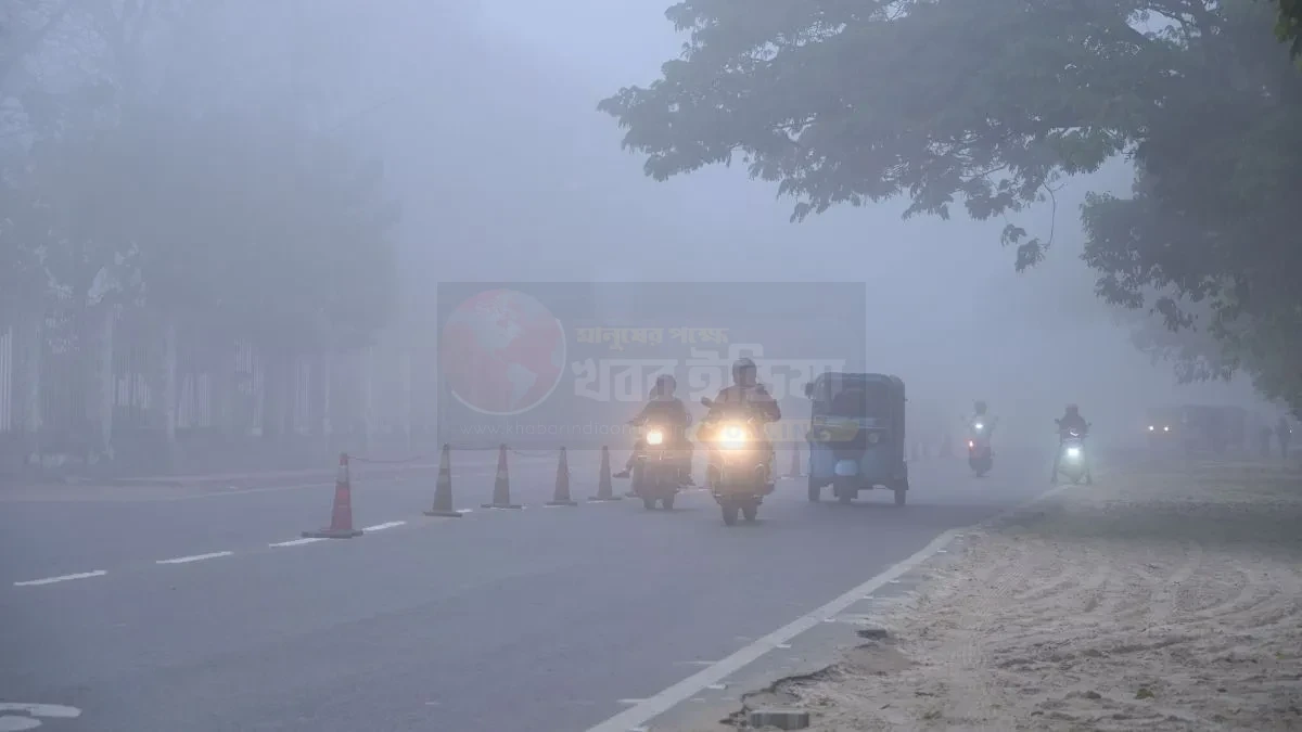 কলকাতার শীতের সকালের কুয়াশাচ্ছন্ন দৃশ্য