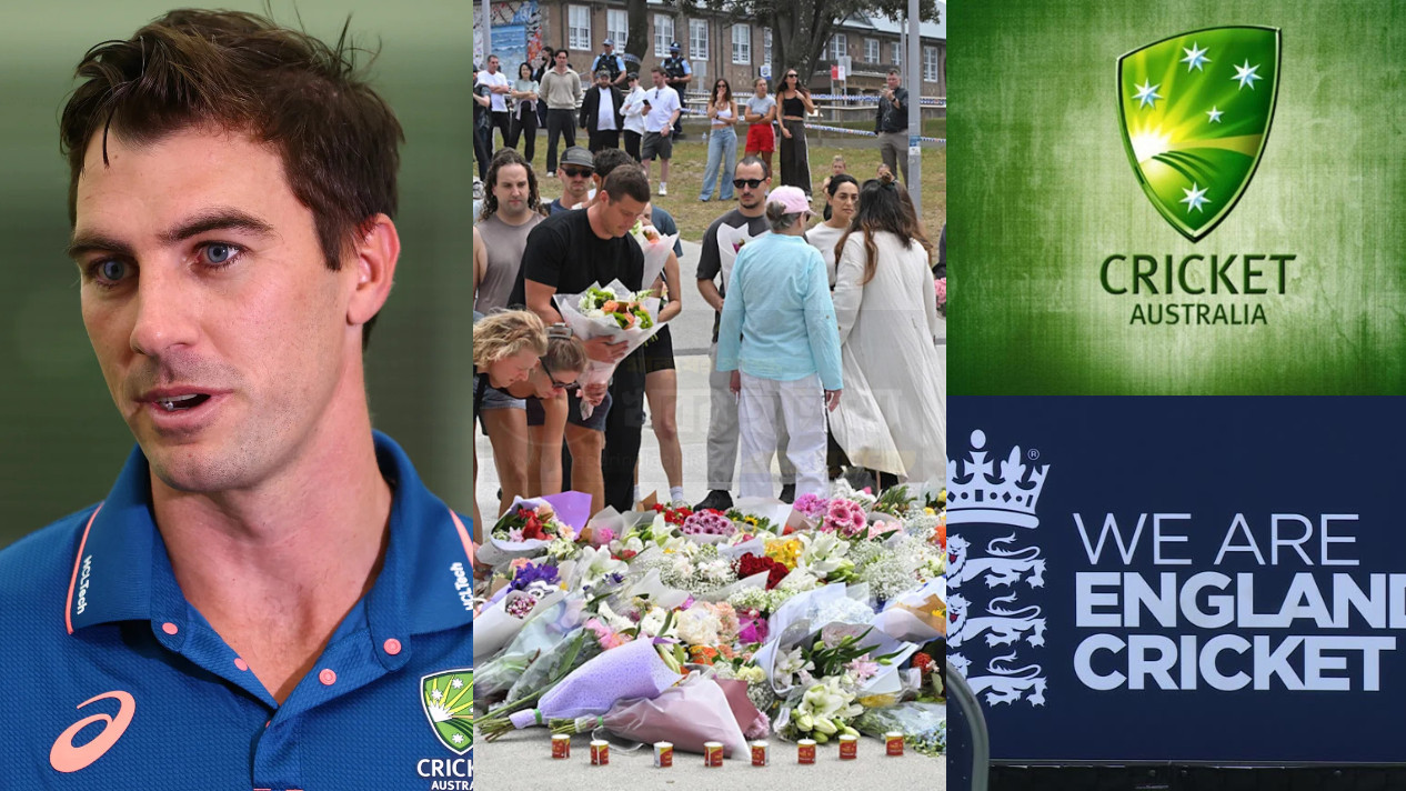 Ashes Third Test players wearing black armbands after Bondi attack