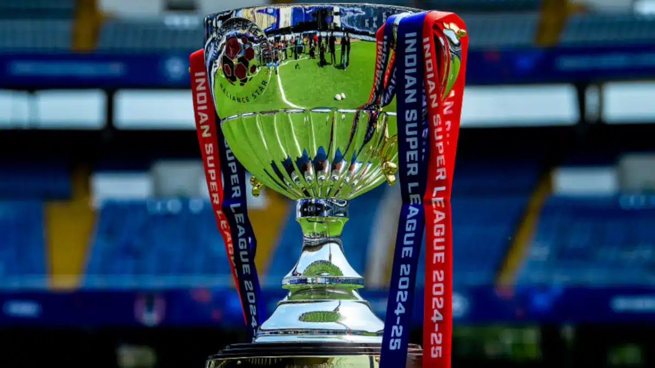 Indian Super League trophy on display
