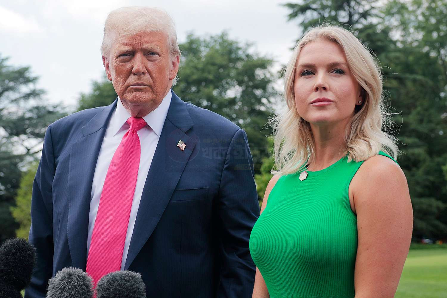 Donald Trump praising press secretary Caroline Levitt during rally